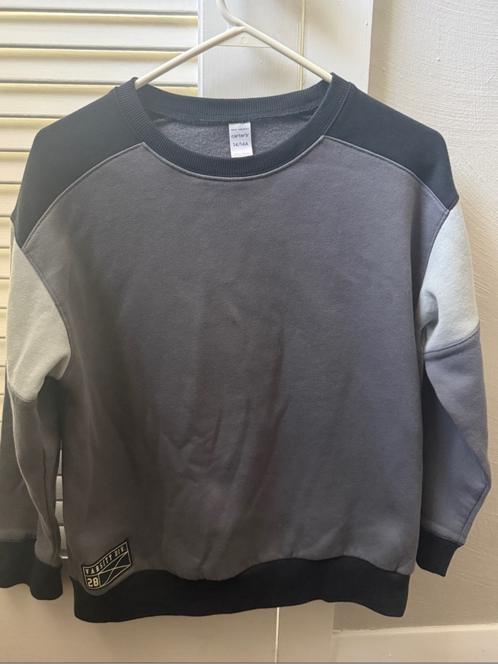 Carter's Gray and Black Tone-Block Crewneck Sweatshirt